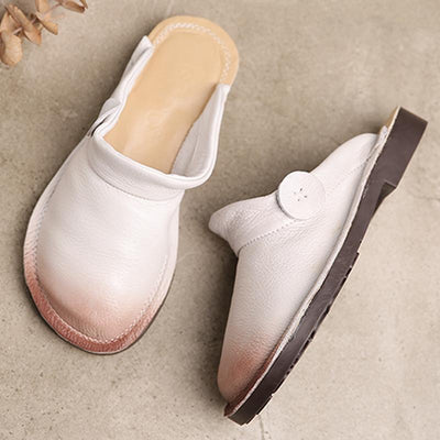 Women Leather Closed Toe Casual Flats Slippers 2019 May New 