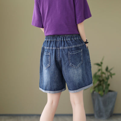 Women Loose Casual Embroidery Denim Shorts Jul 2023 New Arrival 