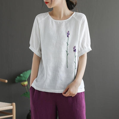 Women Loose Ethnic Cotton Linen T-Shirt May 2021 New-Arrival 