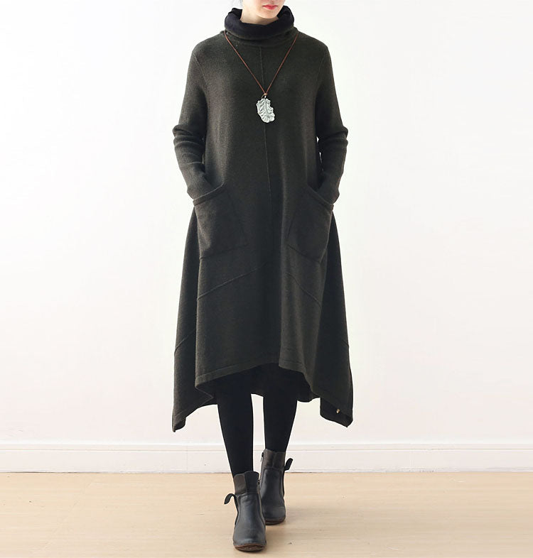 Women Loose Knitted Winter Turtleneck Dress
