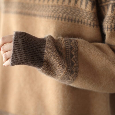 Women Loose Retro Winter Fleece Sweater