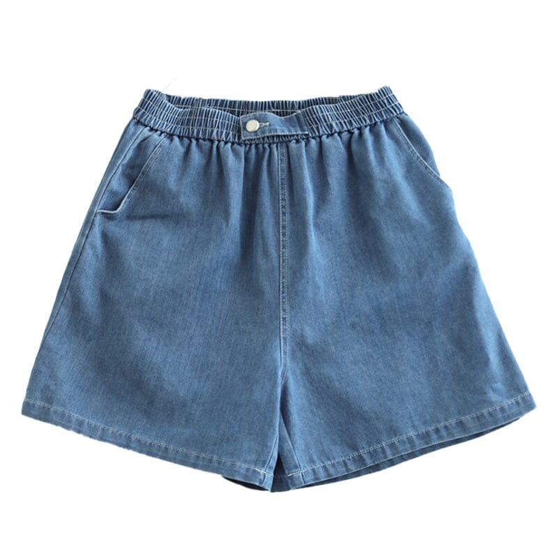 Women Loose Solid Casual Summer Denim Shorts