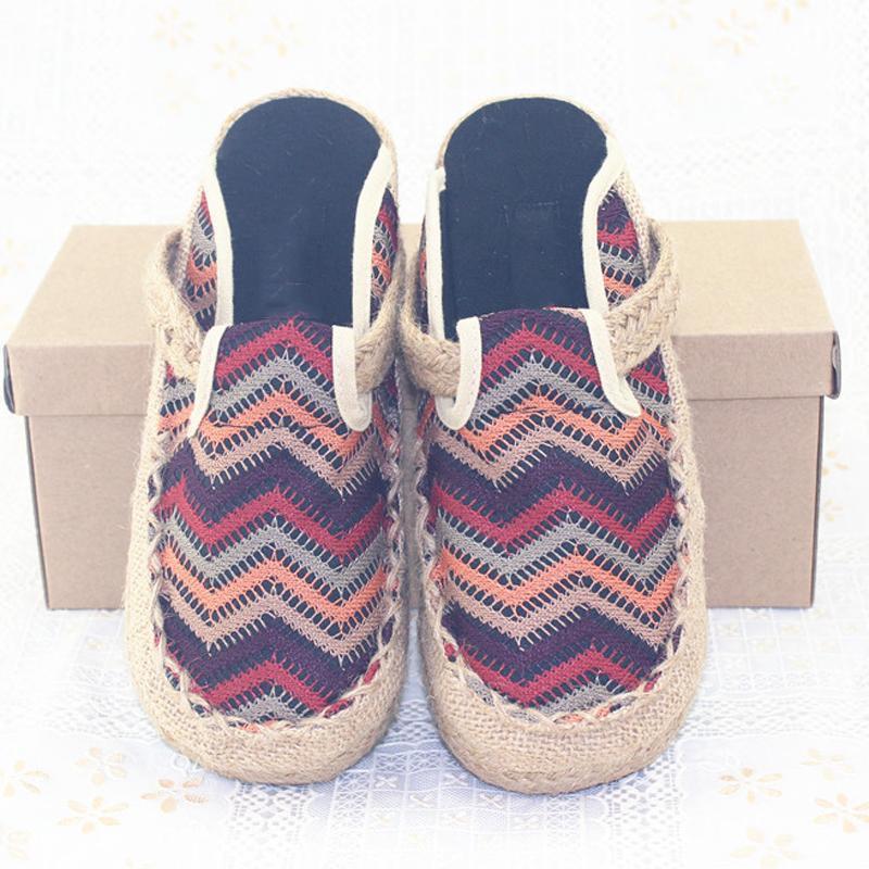 Women & Man Home Cloth Casual Folk Style Slip-On Plait Retro Slippers 35-44 2019 May New 35 Red 
