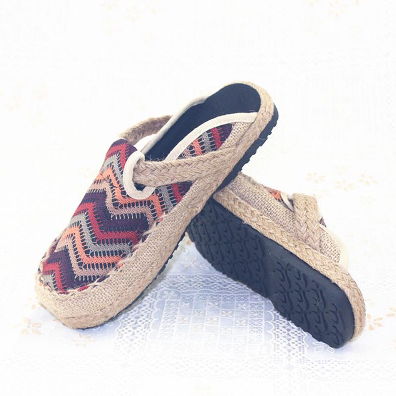 Women & Man Home Cloth Casual Folk Style Slip-On Plait Retro Slippers 35-44 2019 May New 