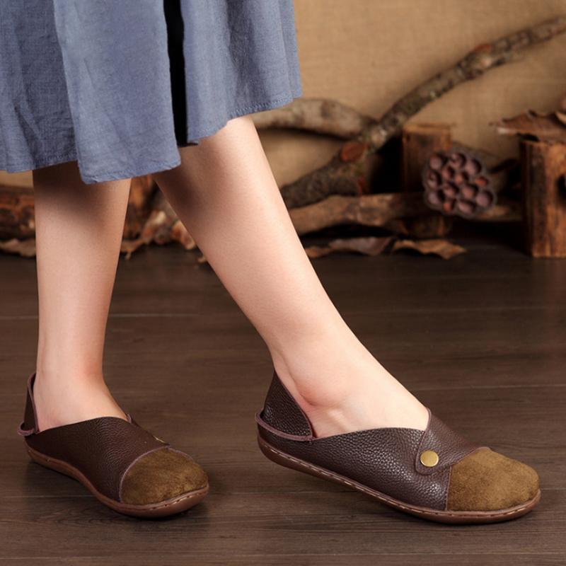 Women Manual Leather Retro Soft Bottom Lazy Shoes 35-42 2019 March New 