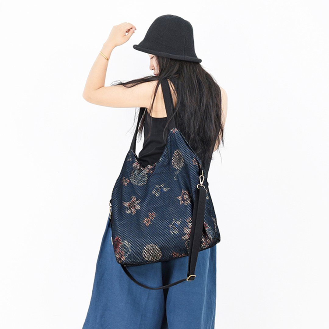 Women Mesh Printed Denim Casual Shoulder Bag Crossbody Bag