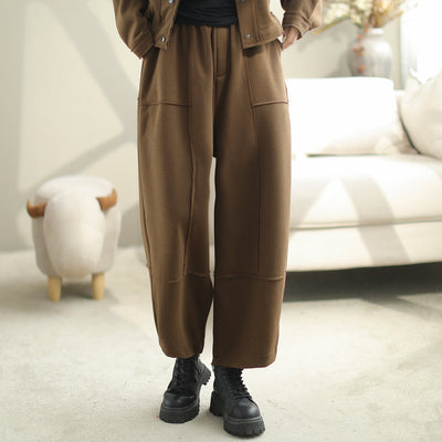 Women Minimalist Casual Cotton Loose Harem Pants Oct 2023 New Arrival One Size Coffee 