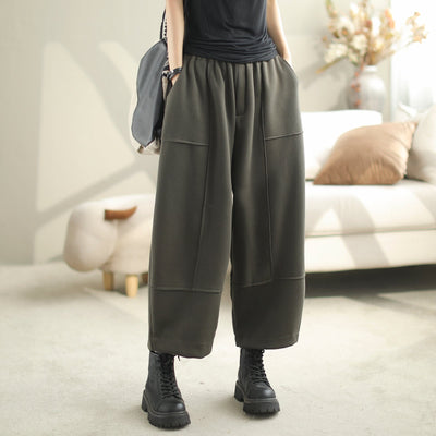 Women Minimalist Casual Cotton Loose Harem Pants Oct 2023 New Arrival One Size Gray 