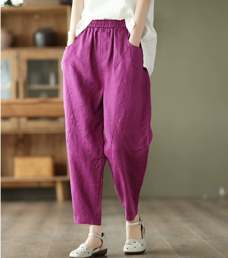 Women Minimalist Casual Loose Linen Pants