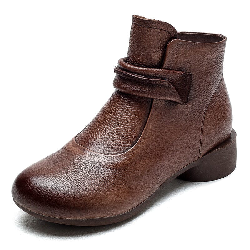 Women Minimalist Leather Autumn Chunky Heel Boots Aug 2023 New Arrival 