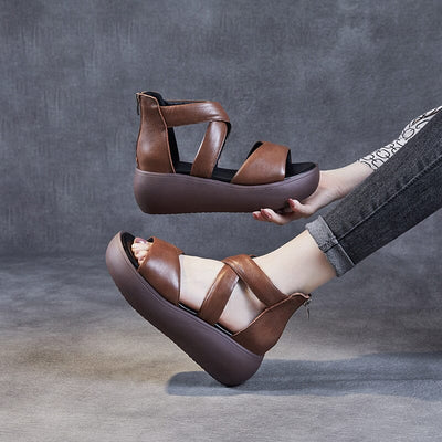 Women Minimalist Leather Casual Platform Sandals