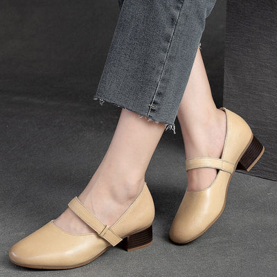 Women Minimalist Leather Low Heel Casual Shoes Jul 2023 New Arrival 
