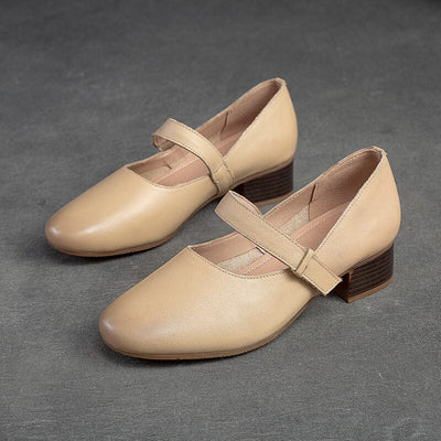 Women Minimalist Leather Low Heel Casual Shoes Jul 2023 New Arrival Apricot 35 