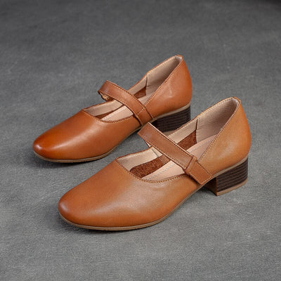 Women Minimalist Leather Low Heel Casual Shoes Jul 2023 New Arrival Caramel 35 