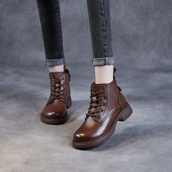 Women Minimalist Soft Leather Flat Ankle Boots – Babakud