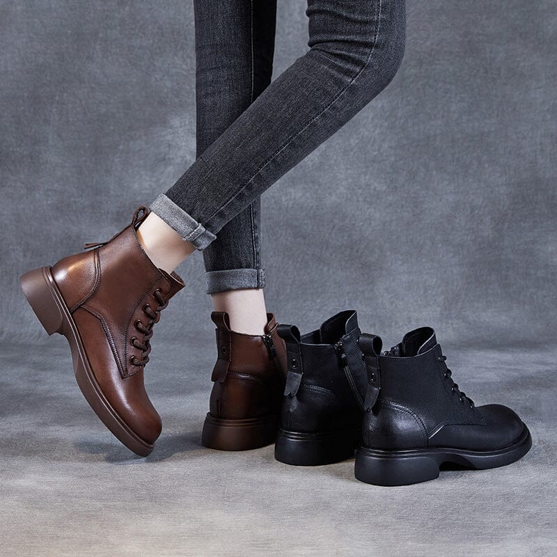 Women Minimalist Soft Leather Flat Ankle Boots