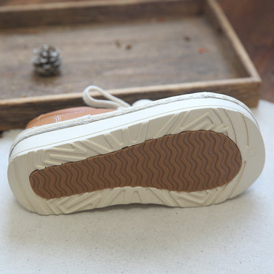 Women Patchwork Leather Autumn Thick Sole Casual Shoes Sep 2022 New Arrival 