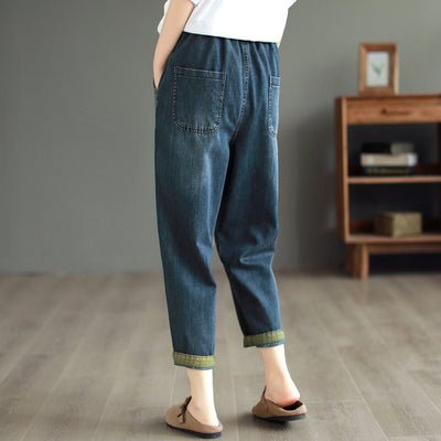 Women Patchwork Spring Casual Harem Jeans