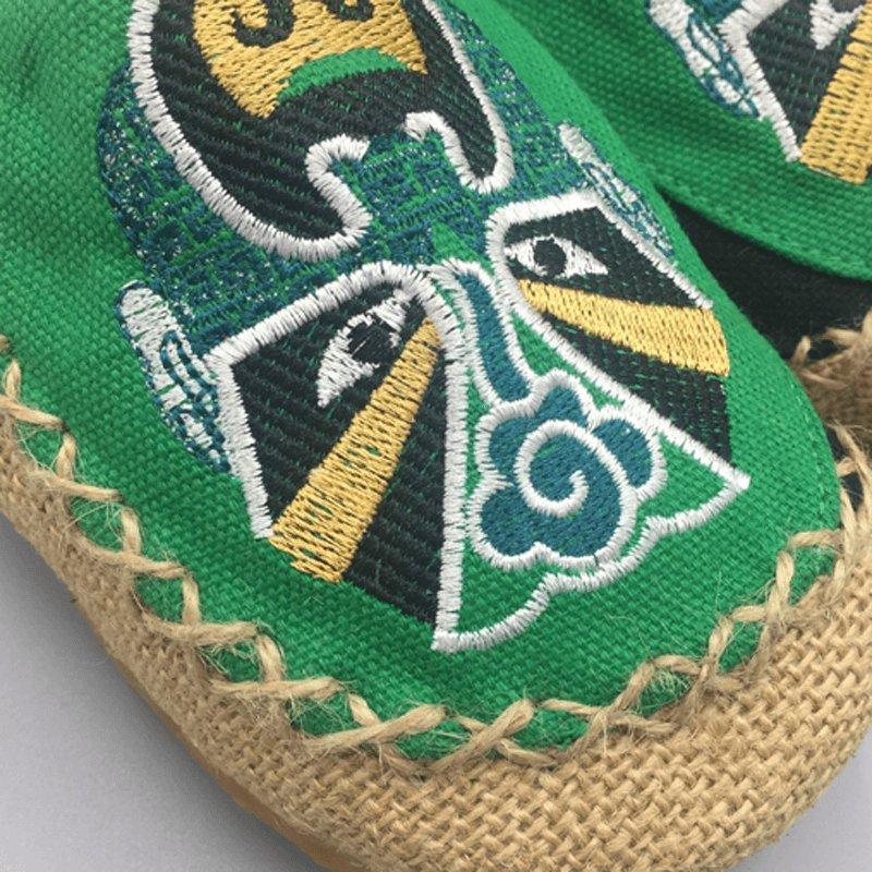 Women Peking Opera Facial Embroidered Casual Flats Home Slippers