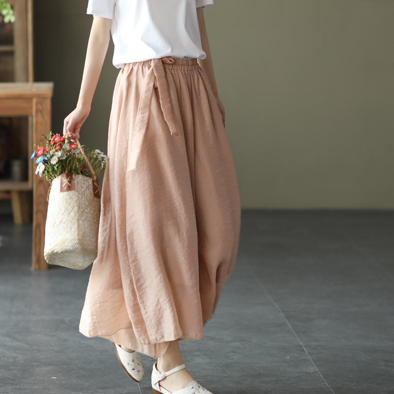 Women Retro Casual Loose Cotton Linen Pants Nov 2021 New Arrival One Size Pink 
