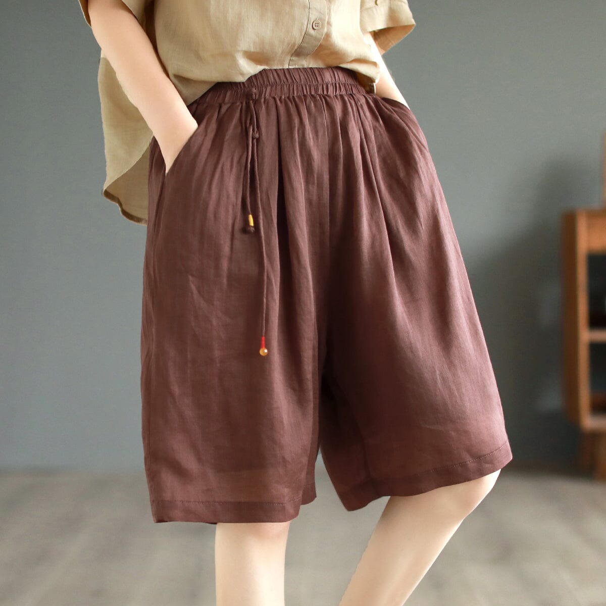 Women Retro Casual Loose Linen Shorts May 2023 New Arrival 