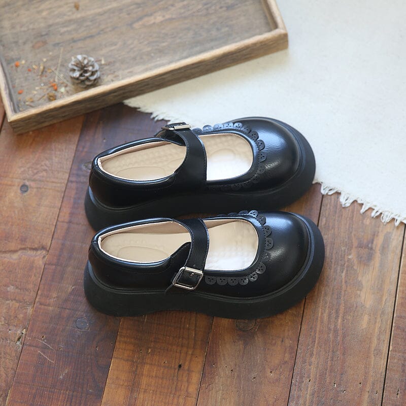 Women Retro Casual Thick Soled Loafers Jun 2023 New Arrival 35 Black 