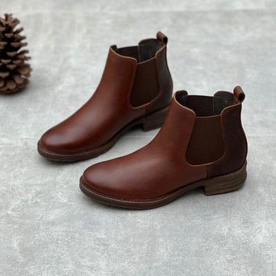 Women Retro Classic Leather Minimalist Ankle Boots