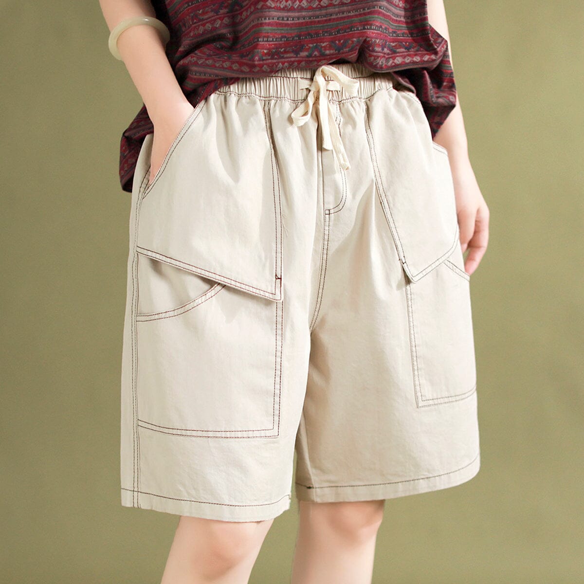 Women Retro Cotton Loose Casual Summer Shorts