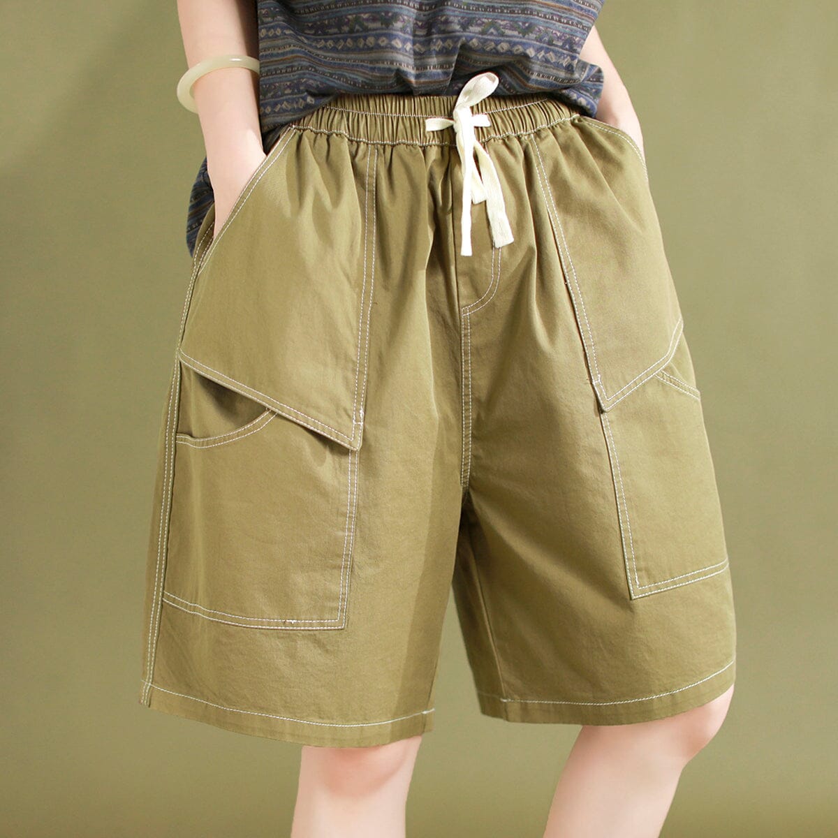 Women Retro Cotton Loose Casual Summer Shorts