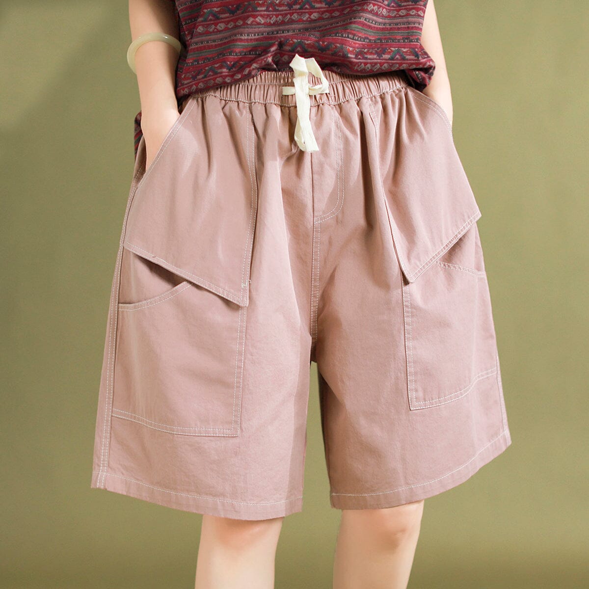 Women Retro Cotton Loose Casual Summer Shorts