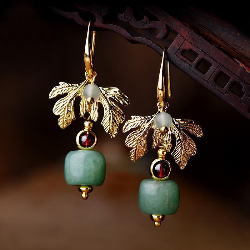 Women Retro Ethnic Gold Plated Earrings Jewelry One Size As Picture 