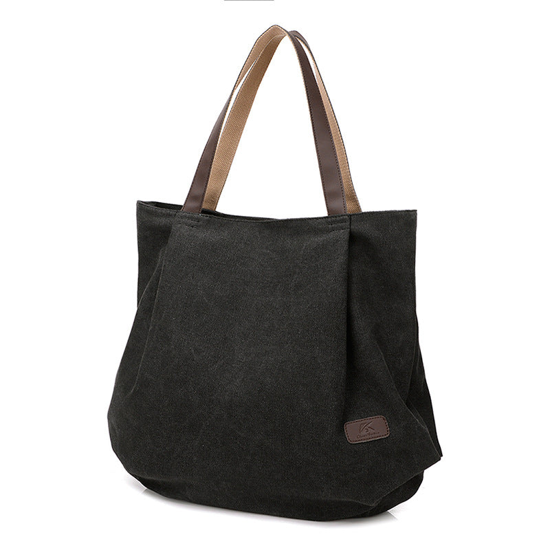 Women Retro Fashion Style Canvas Shoulder Bag Apr 2022 New Arrival Black 