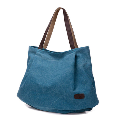 Women Retro Fashion Style Canvas Shoulder Bag Apr 2022 New Arrival Blue 