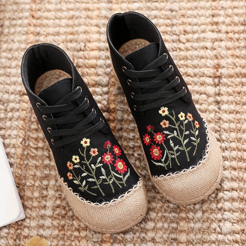 Women Retro Floral Canvas Handmade Casual Shoes Dec 2021 New Arrival 