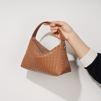Women Retro Handcraft Plaited Leather Handbag