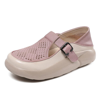 Women Retro Hollow Leather Summer Casual Shoes Jun 2023 New Arrival Purple 34 