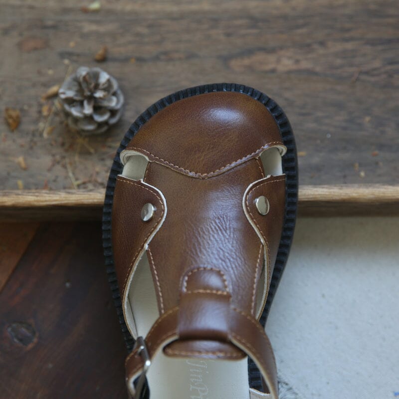Women Retro Hollow Summer Flat Casual Sandals