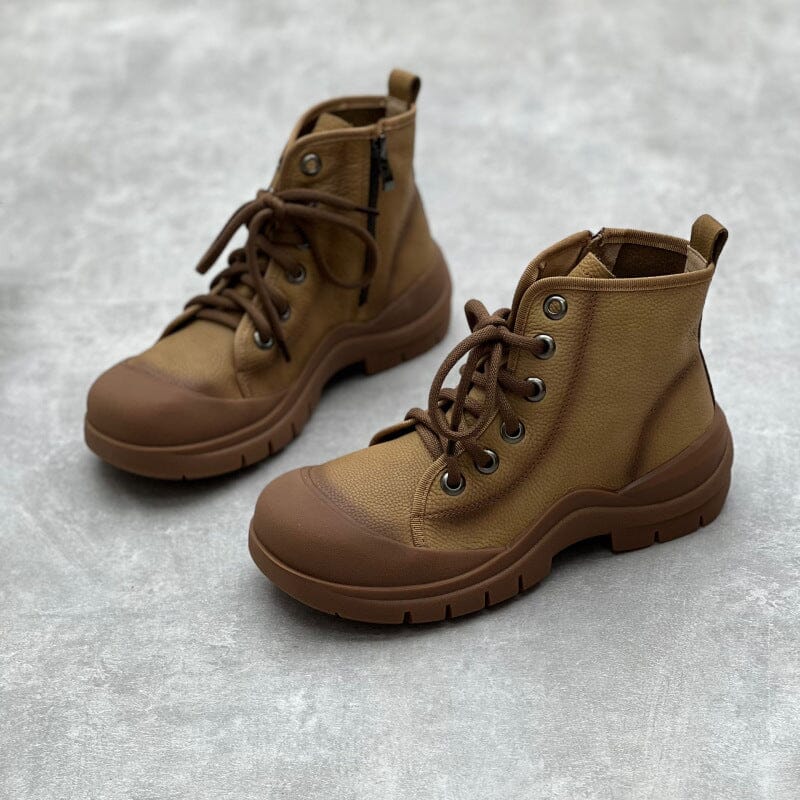Women Retro Leather Autumn Ankle Boots Oct 2023 New Arrival 