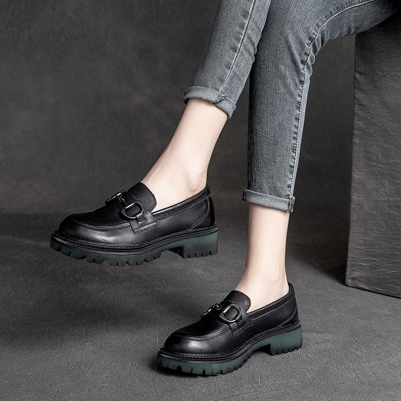 Women Retro Leather Marten Casual Shoes July 2021 New-Arrival 35 Black 