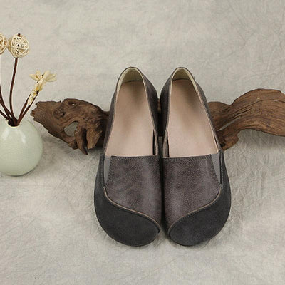 Women Retro Leather Stitching Casual Slip-On Shoes 2019 April New 35 Gray 