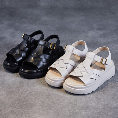 Women Retro Leather Summer Casual Sandals Apr 2023 New Arrival 