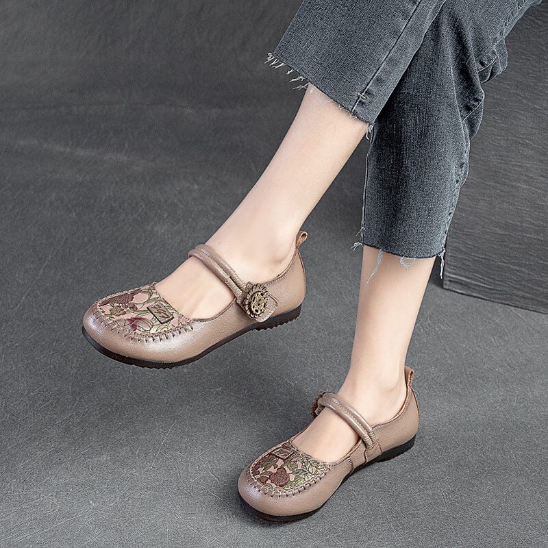 Women Retro Leather Velcro Casual Shoes Feb 2023 New Arrival 