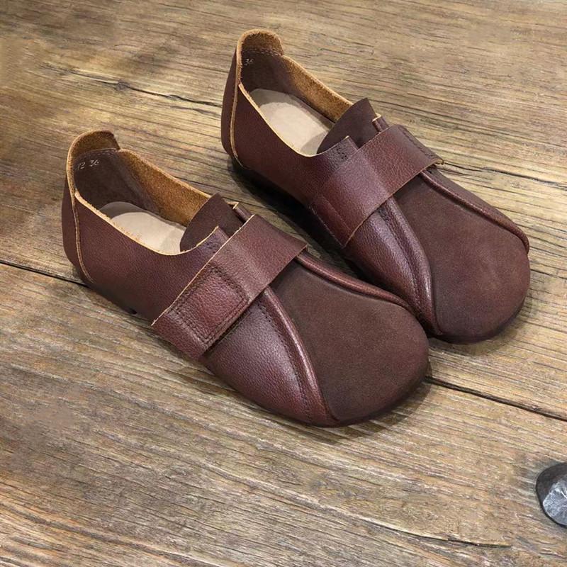 Women Retro Leather Velcro Casual Shoes July 2021 New-Arrival 