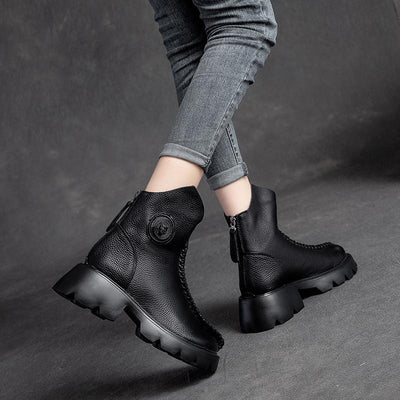 Women Retro Leather Wedge Simple Boots July 2021 New-Arrival 
