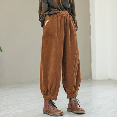 Women Retro Loose Corduroy Bloomers Sep 2022 New Arrival One Size Caramel 