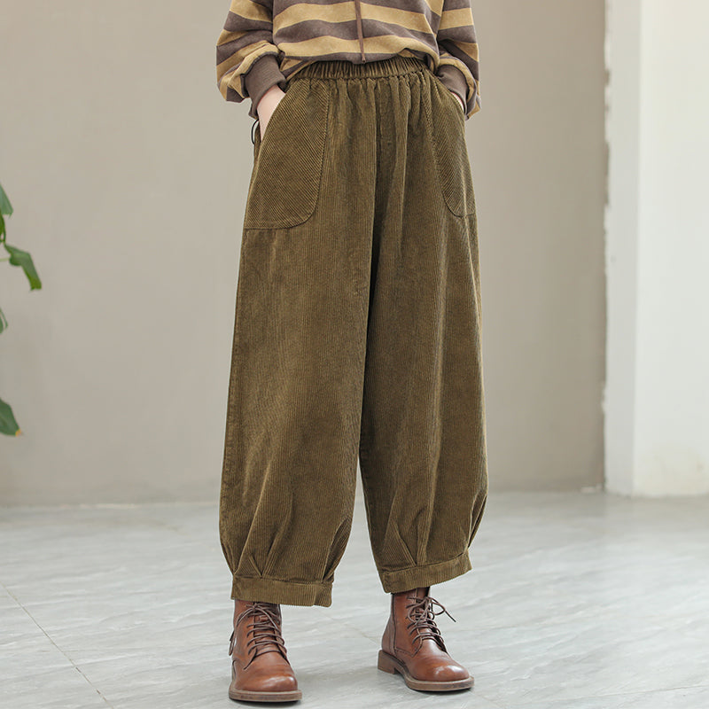 Women Retro Loose Corduroy Bloomers