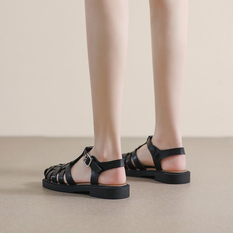 Women Retro Plaited Leather Summer Sandals