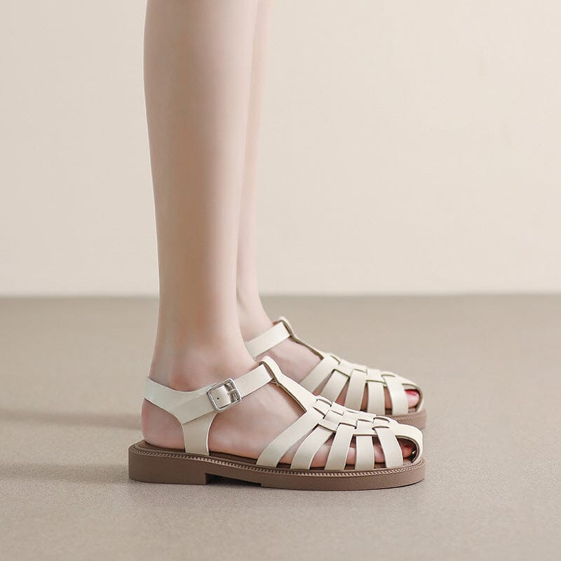 Women Retro Plaited Leather Summer Sandals