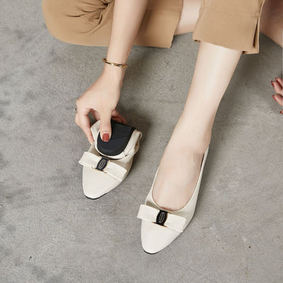 Women Retro Soft Leather Pointed Toe Flat Casual Shoes