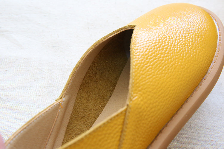 Women Retro Soft Leather Round Head Loafers Jul 2022 New Arrival 